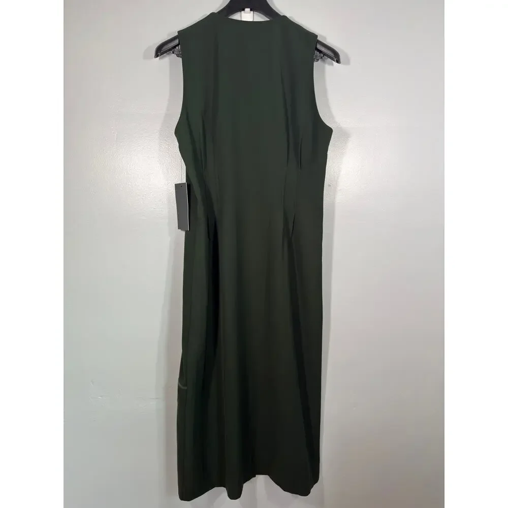 Tuckernuck Verdant Green Crepe Embroidered Floral Nell Midi Tank Dress XL Office
